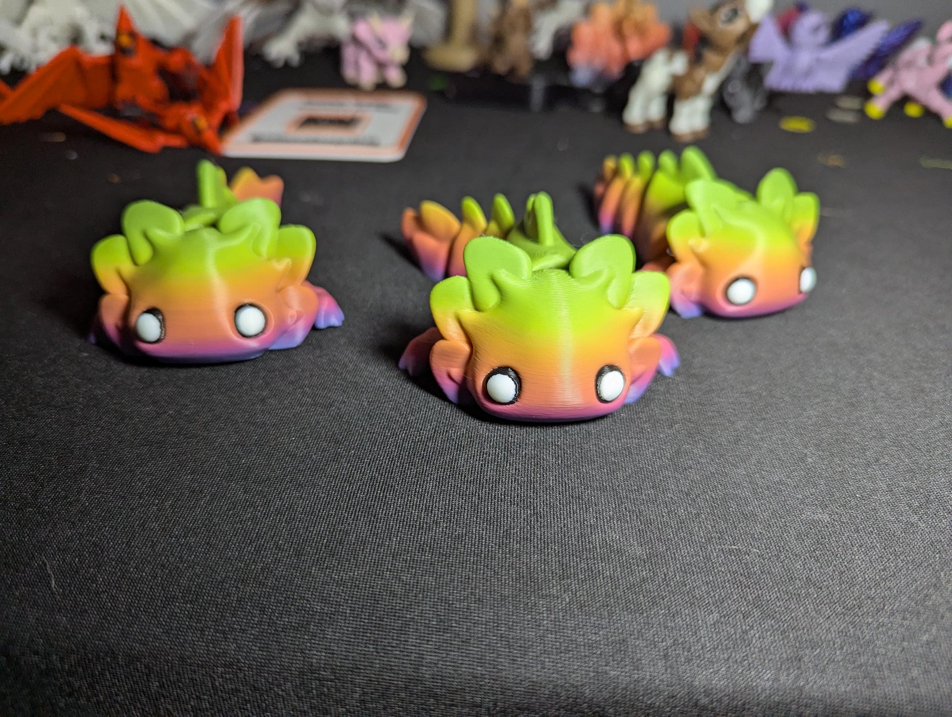 Rainbow Axolotl Fidget Toy – 3D Printed Articulated Cute Creature- Cute Axolotl Figurine