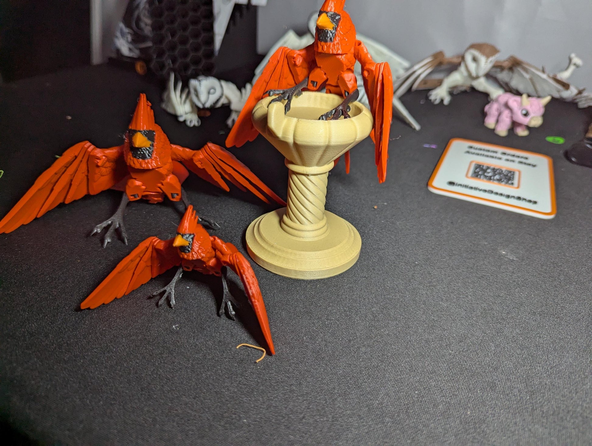Articulated Cardinal Bird – 3D Printed Red Bird Figurine- Poseable 3D Print Desk Decor -Red Cardinal Figurine – Articulated 3D Printed Bird