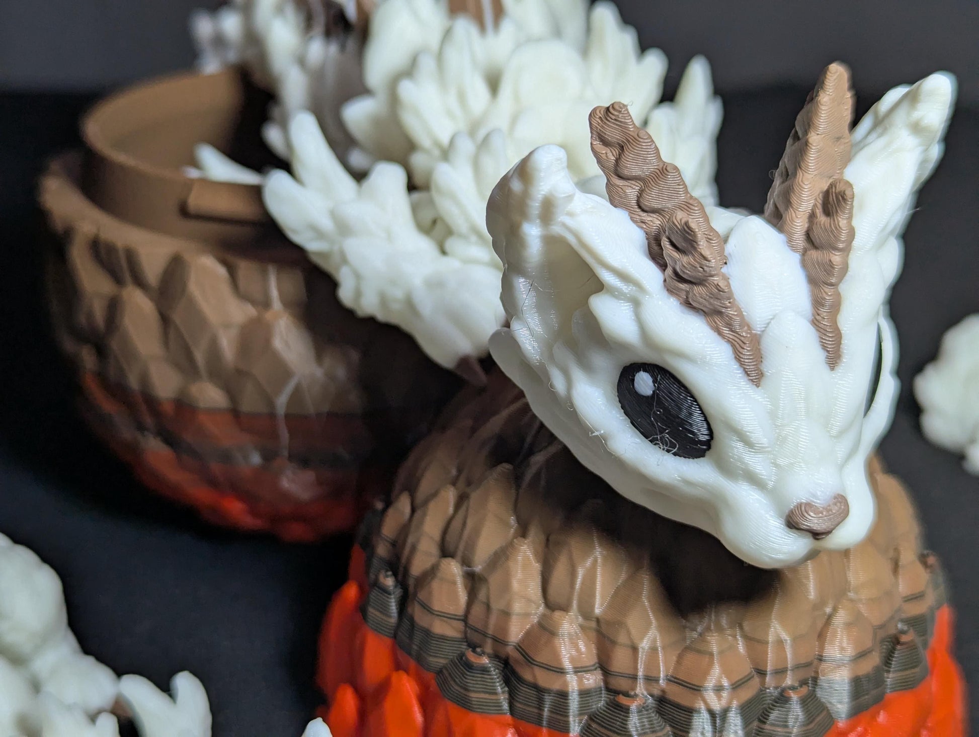 Articulating Baby Cat Dragon 3D Printed Flexible Fantasy Creature Fidget Toy, Desk Buddy, Custom Feline dragon Egg design.Custom Cat Fidget