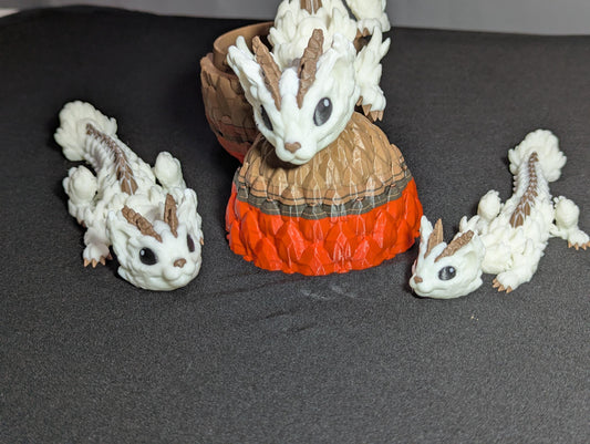 Articulating Baby Cat Dragon 3D Printed Flexible Fantasy Creature Fidget Toy, Desk Buddy, Custom Feline dragon Egg design.Custom Cat Fidget