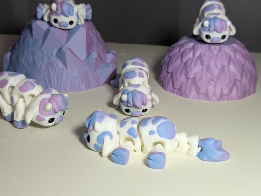 Articulated Baby Cow – 3D Printed Multicolor Lavender & White Cute Cow Figurine – Articulated Fidget Toy – Gift for Animal Lovers