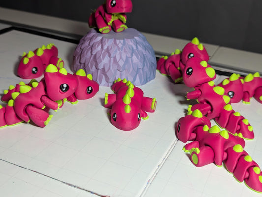 Mini Articulated Baby Dino – Pink & Green Fidget Toy – Cute Desk Pet or Gift
