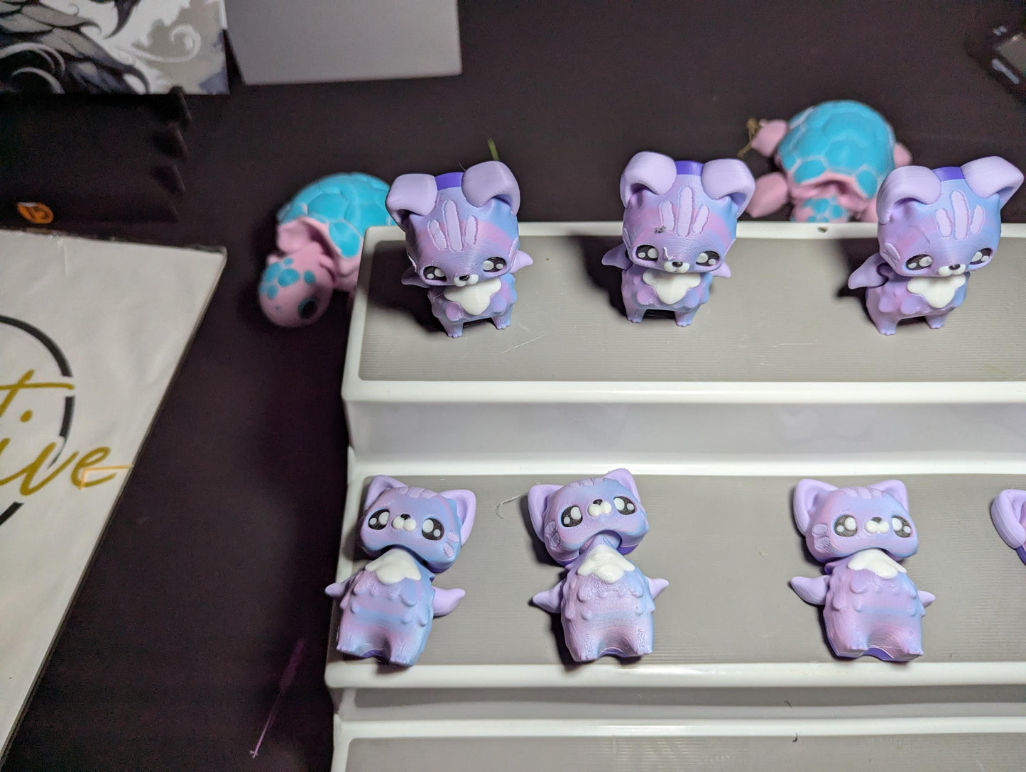 Mini Fantasy cat Figure – Cute Pastel Desk Buddy – 3D Printed Collectible Toy- cat flexi