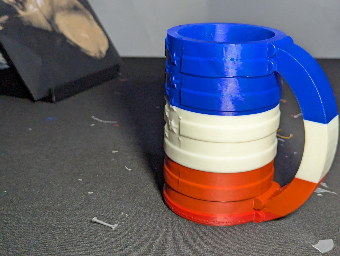 Stars & Stripes Drink Mug – Red White Blue Can Cozy - 3D Printed Fun Patriotic Beer Bottle Holder- American Flag Brew Mug - Unique Can Cup
