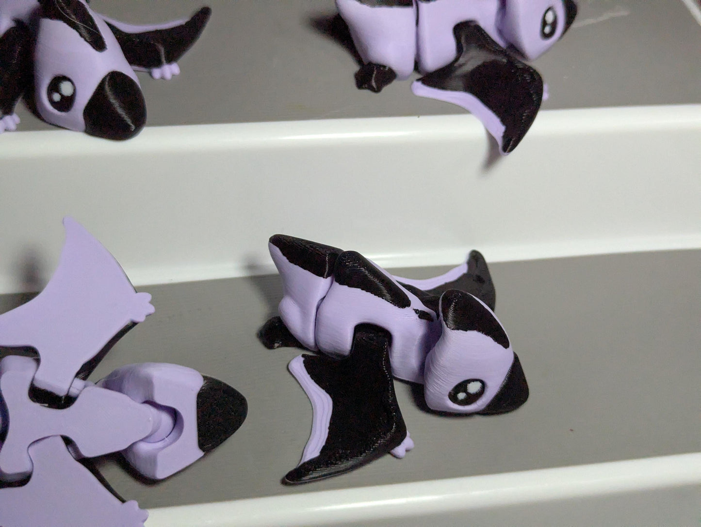 3D Printed Articulated Pterodactyl – Purple Black Flexible Dino Fidget Toy – Cute Dinosaur Figurine – Unique Gift for Dino Lovers – Desk Pet