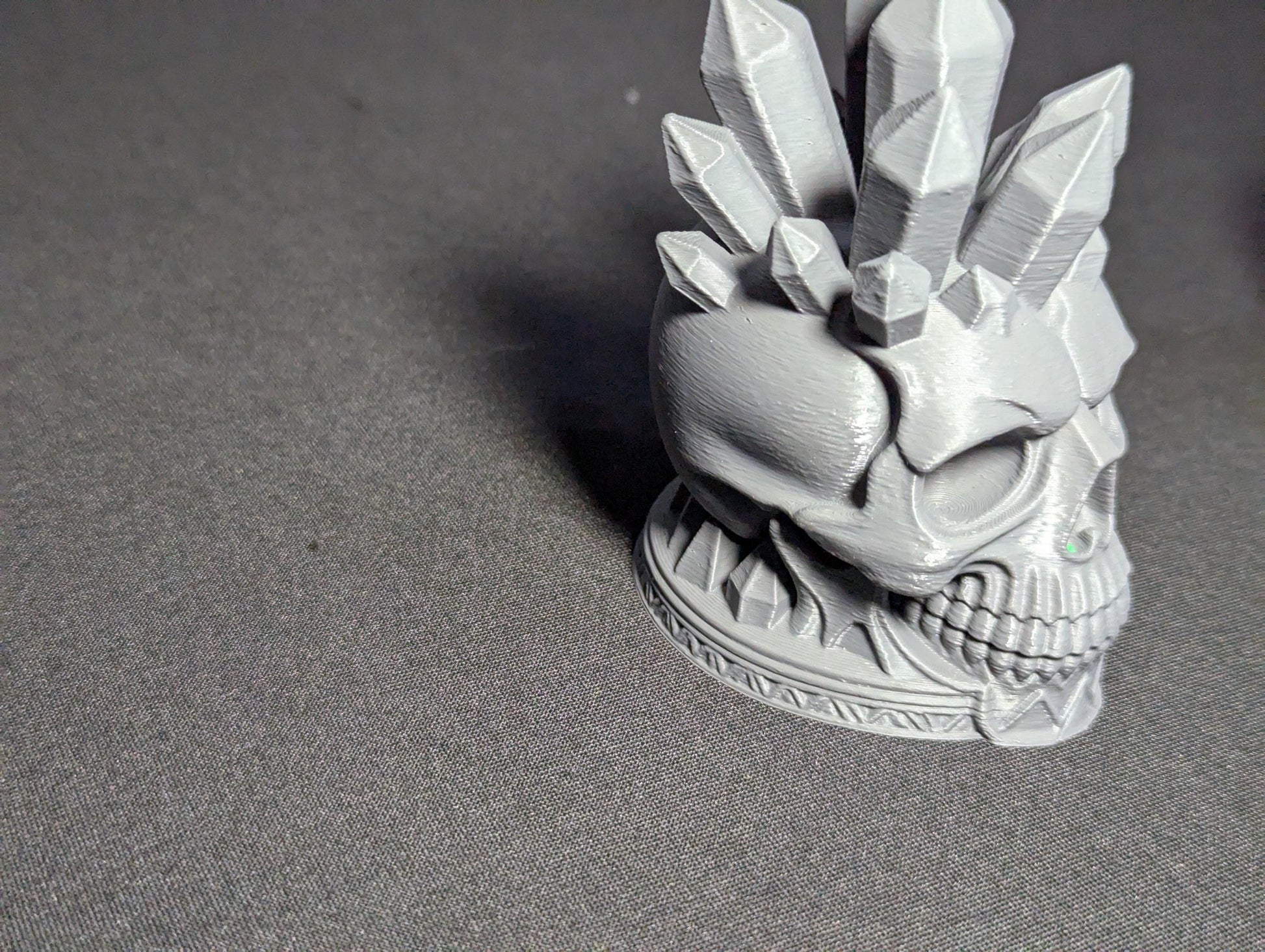 Gothic Crystal Skull, Spiked Skull Head Desk Decor | 3D Printed Gothic Skull Sculpture | Edgy Horror Office Accent