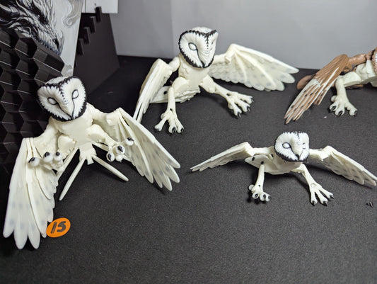 Articulated Barn Owl Figurine – Poseable Barn Owl with Movable Wings Poseable Owl Toy – Articulated Barn Owl 3D Print Collectible