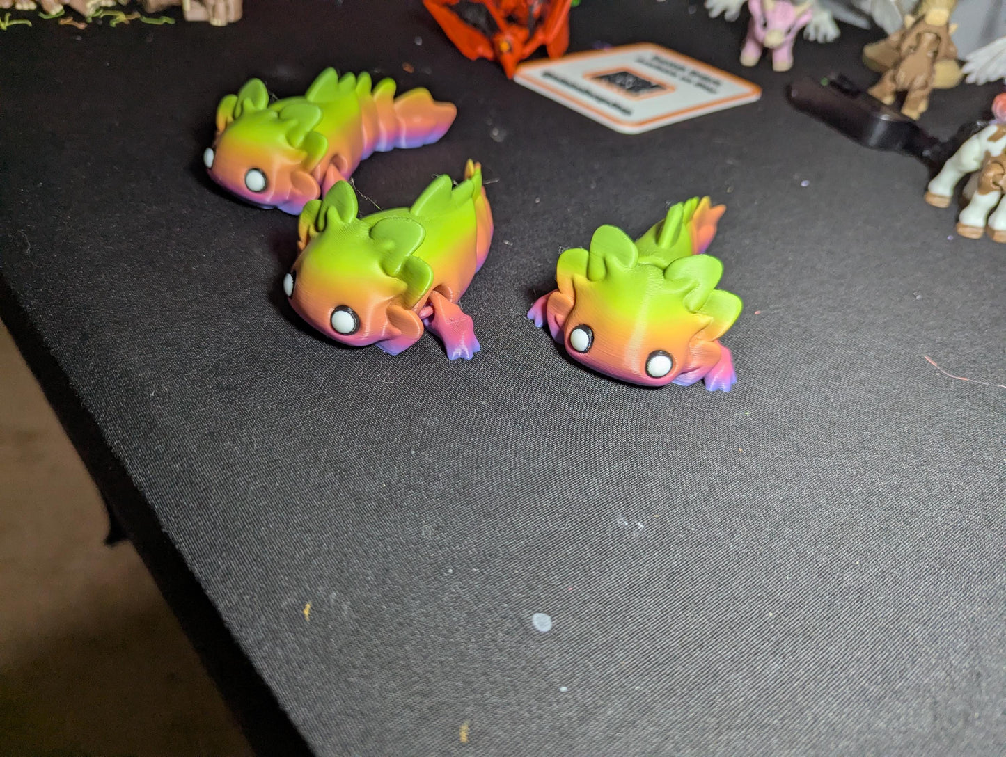 Rainbow Axolotl Fidget Toy – 3D Printed Articulated Cute Creature- Cute Axolotl Figurine