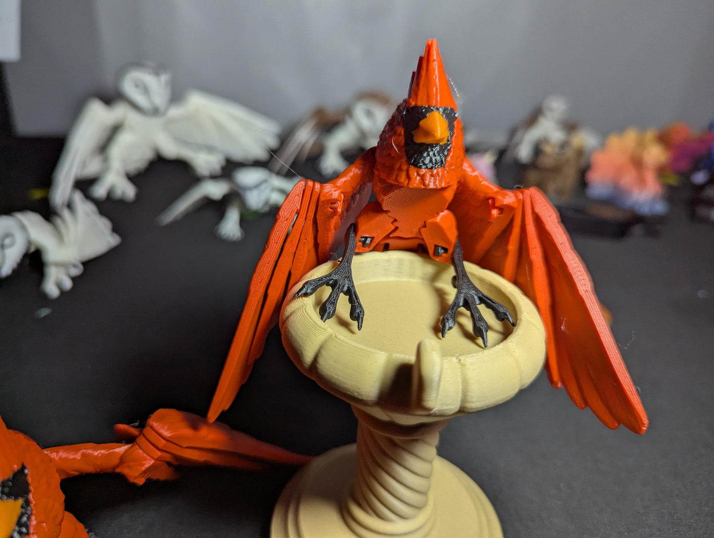 Articulated Cardinal Bird – 3D Printed Red Bird Figurine- Poseable 3D Print Desk Decor -Red Cardinal Figurine – Articulated 3D Printed Bird