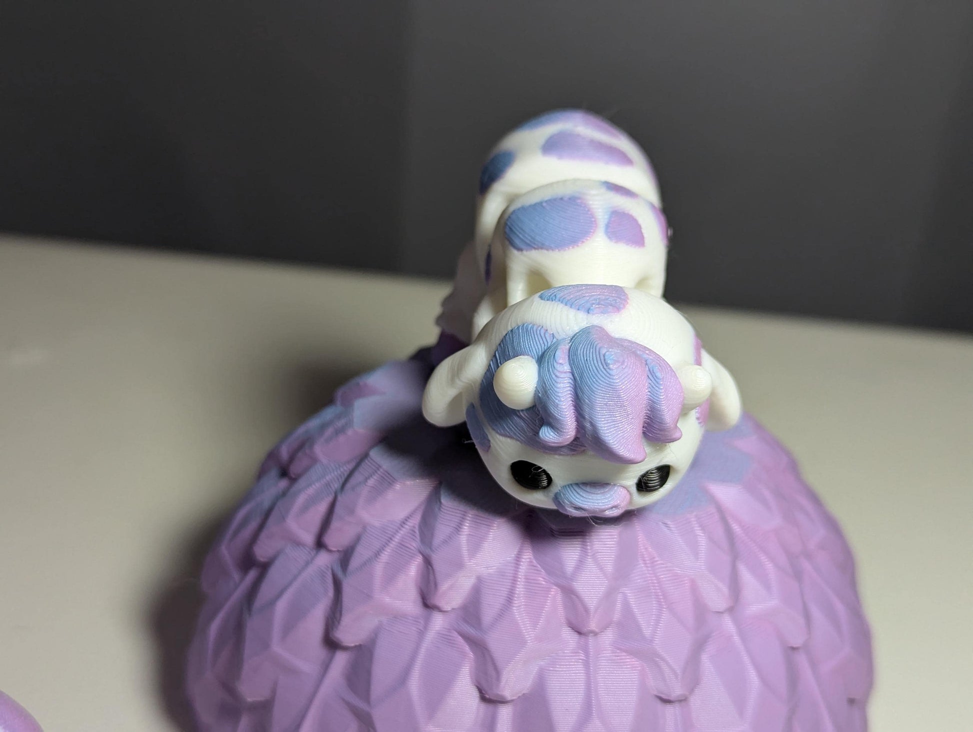 Articulated Baby Cow – 3D Printed Multicolor Lavender & White Cute Cow Figurine – Articulated Fidget Toy – Gift for Animal Lovers