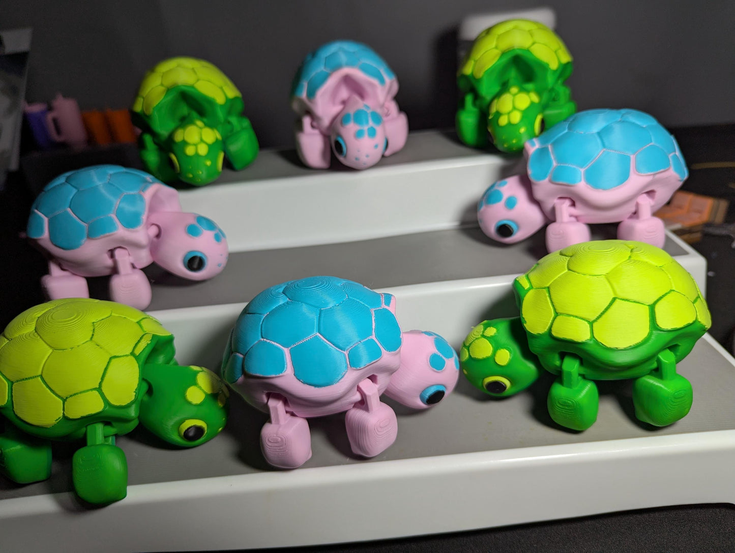 3D Printed Articulated Turtle Fidget Toy – Cute Turtle Desk Pet, Flexible Animal Gift for Kids & Adults, Colorful Collectible Desk Decor