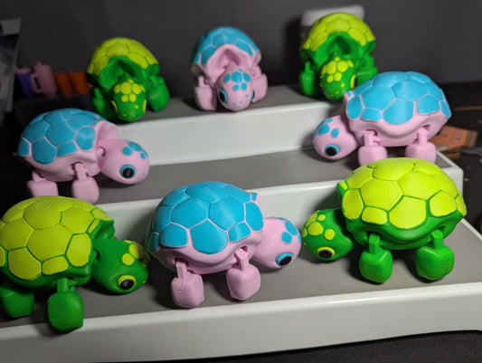3D Printed Articulated Turtle Fidget Toy – Cute Turtle Desk Pet, Flexible Animal Gift for Kids & Adults, Colorful Collectible Desk Decor