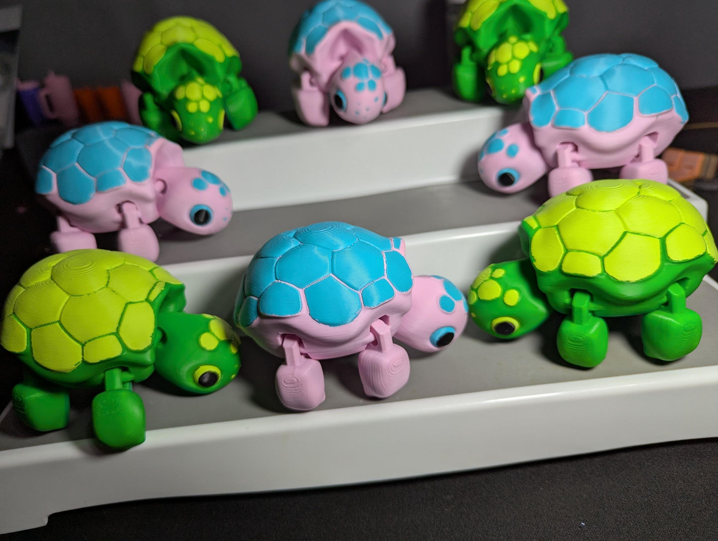 3D Printed Articulated Turtle Fidget Toy – Cute Turtle Desk Pet, Flexible Animal Gift for Kids & Adults, Colorful Collectible Desk Decor