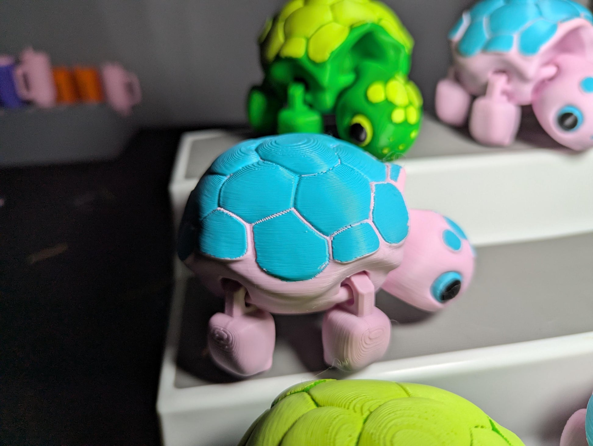 3D Printed Articulated Turtle Fidget Toy – Cute Turtle Desk Pet, Flexible Animal Gift for Kids & Adults, Colorful Collectible Desk Decor