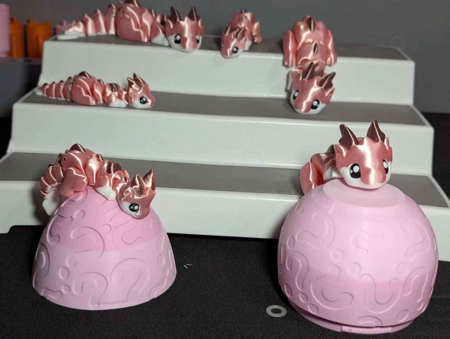 Articulated Rose Gold Baby Dragon Figurine – 3D Printed Fantasy Fidget Toy Cute Flexible Desk Pet Unique Gift for Dragon & Mythical Lovers