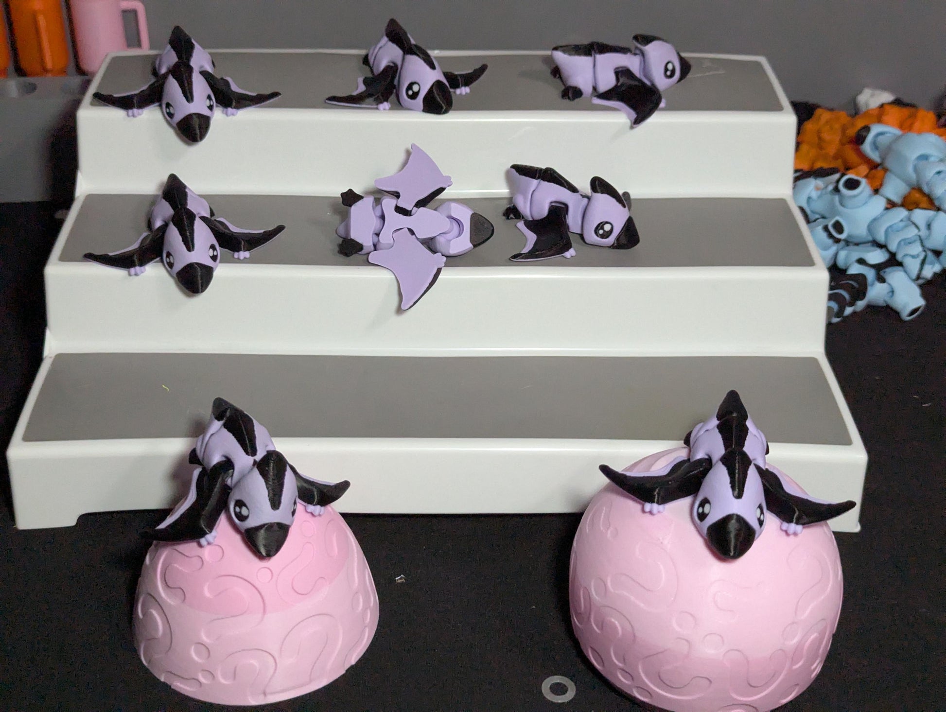 3D Printed Articulated Pterodactyl – Purple Black Flexible Dino Fidget Toy – Cute Dinosaur Figurine – Unique Gift for Dino Lovers – Desk Pet