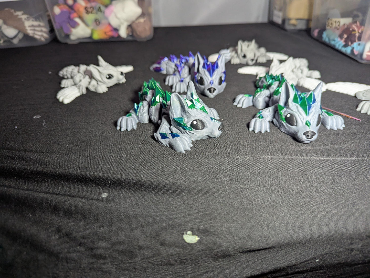 Wolf Crystal Winged Articulated 3D Printed Fantasy Creature Multi-Joint Fidget Mystical Dragon Hybrid Display