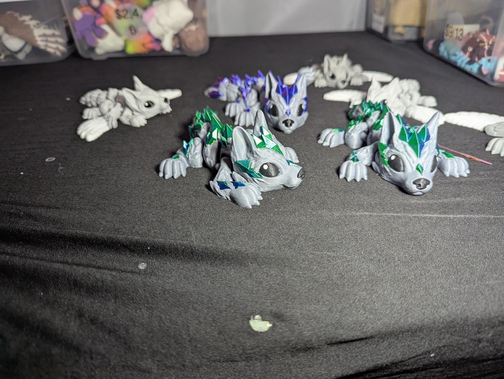Wolf Crystal Winged Articulated 3D Printed Fantasy Creature Multi-Joint Fidget Mystical Dragon Hybrid Display