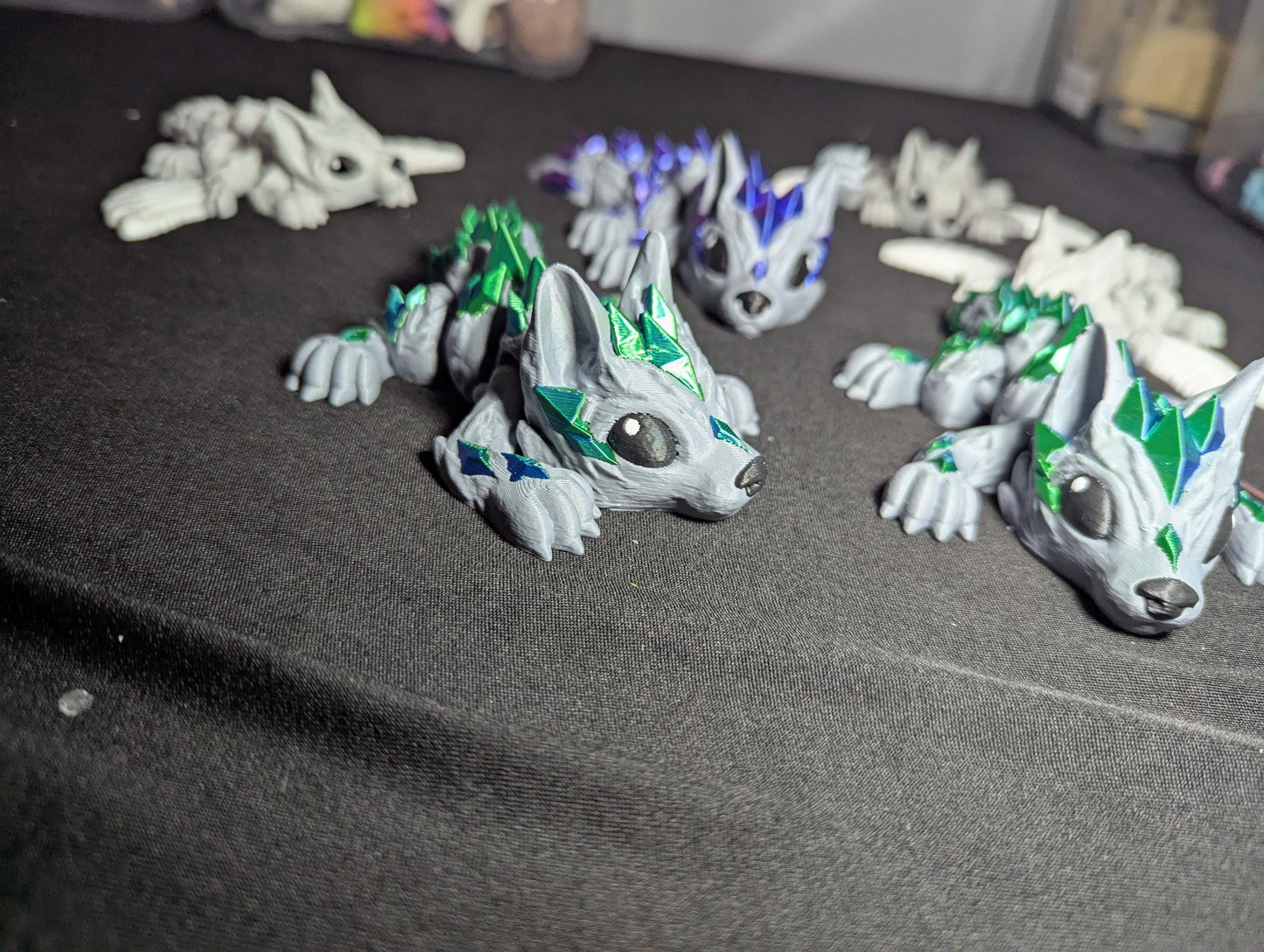 Wolf Crystal Winged Articulated 3D Printed Fantasy Creature Multi-Joint Fidget Mystical Dragon Hybrid Display