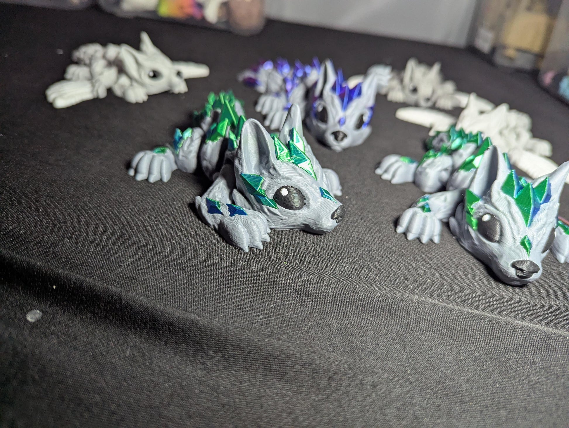 Wolf Crystal Winged Articulated 3D Printed Fantasy Creature Multi-Joint Fidget Mystical Dragon Hybrid Display