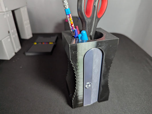 Giant Pencil Sharpener Desk Organizer 3D Printed Pen Holder Office Supplies Storage Novelty Decor
