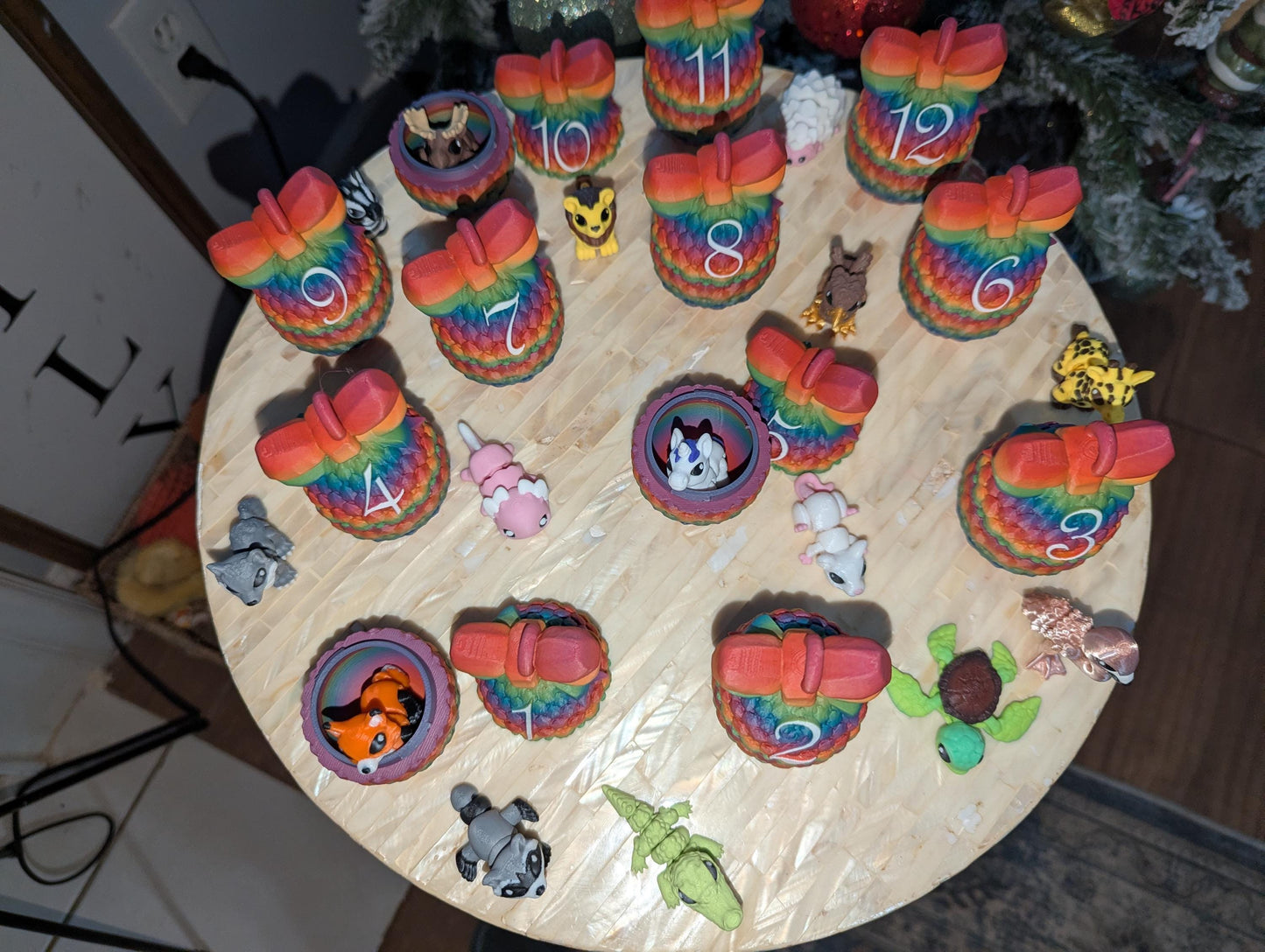 12 Days of Christmas Advent Calendar mini animal inside 3D Printed Countdown Holiday