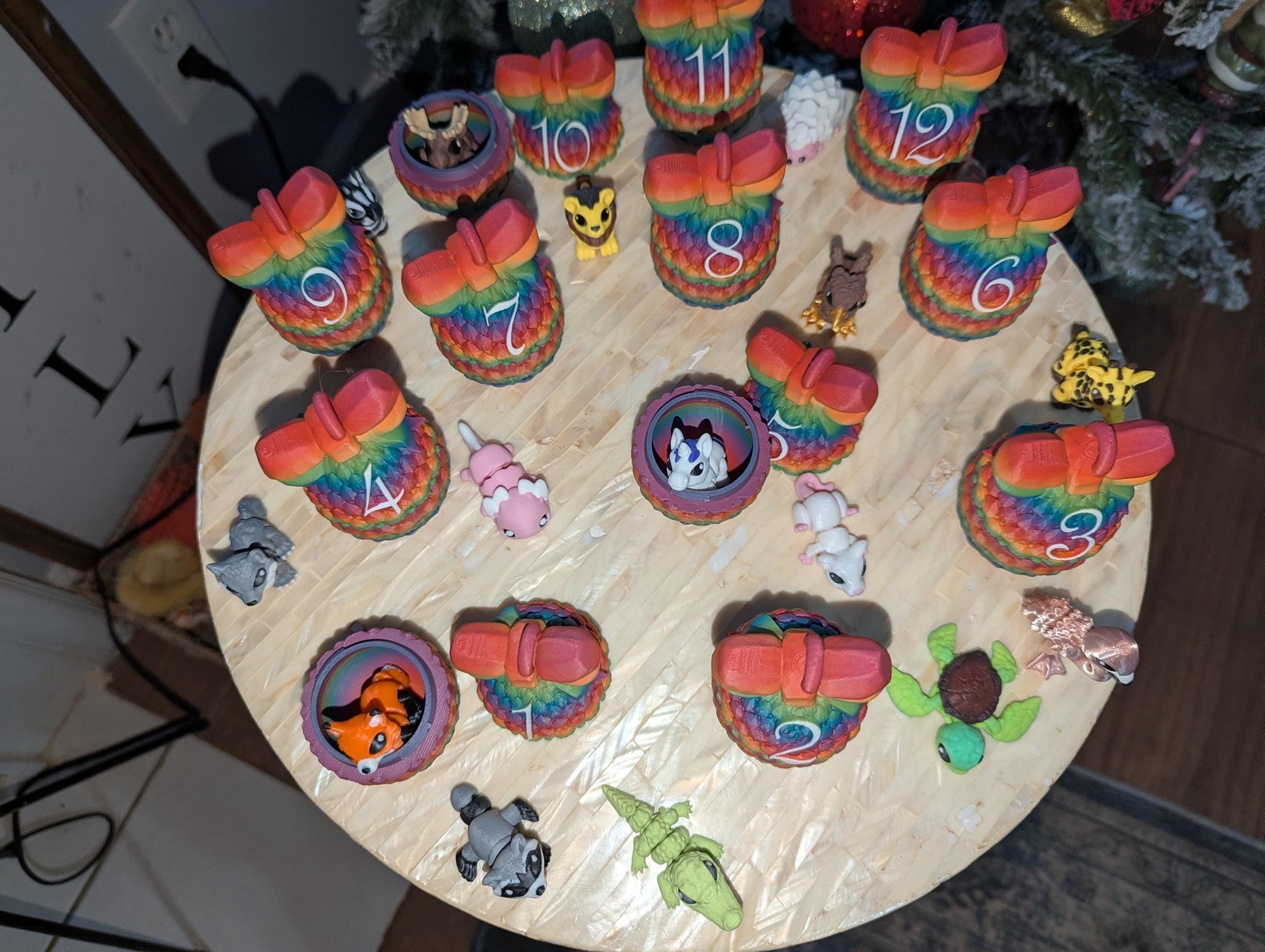 12 Days of Christmas Advent Calendar mini animal inside 3D Printed Countdown Holiday