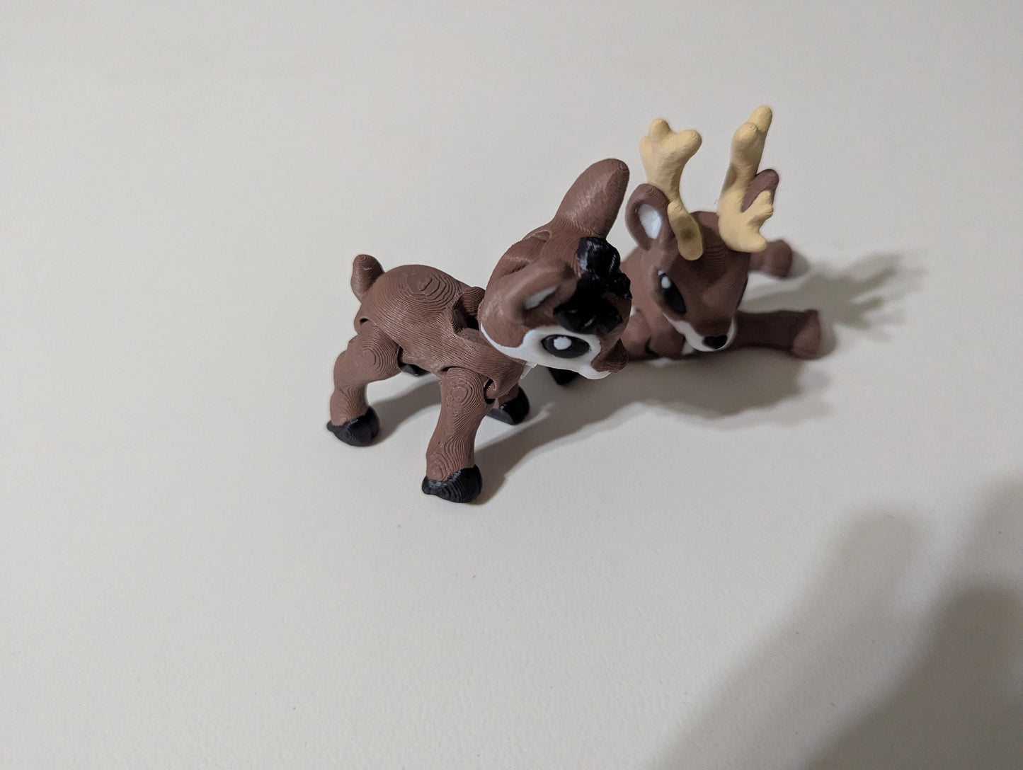 Articulated Deer Figurine – Poseable Woodland Fawn and Antlered Buck