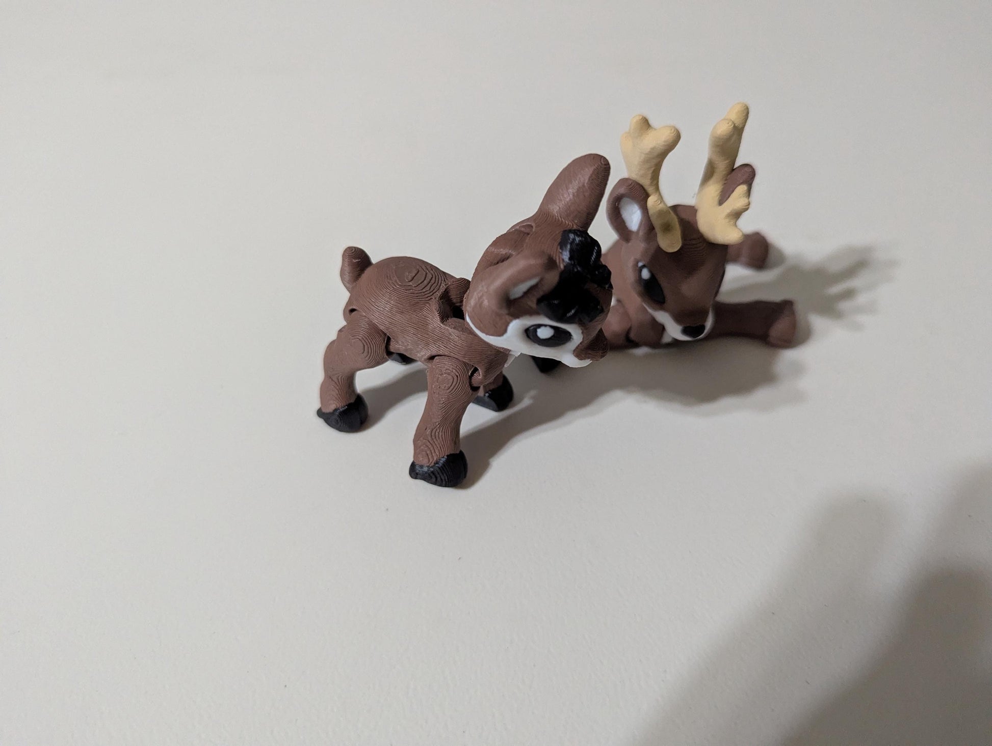 Articulated Deer Figurine – Poseable Woodland Fawn and Antlered Buck