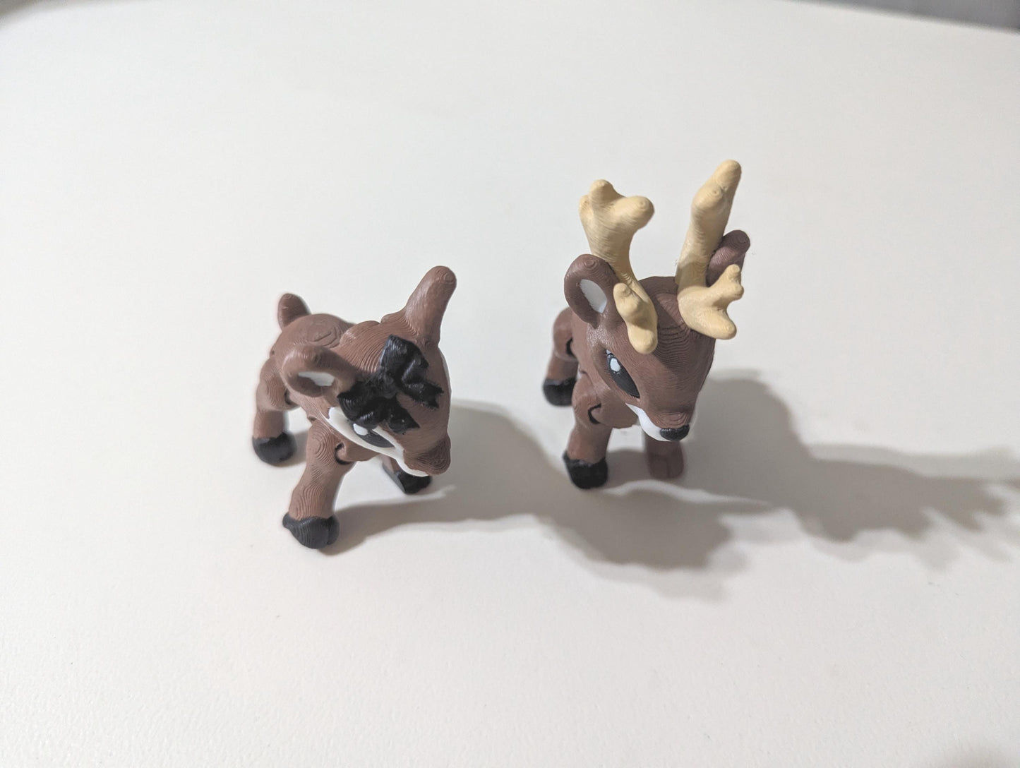 Articulated Deer Figurine – Poseable Woodland Fawn and Antlered Buck