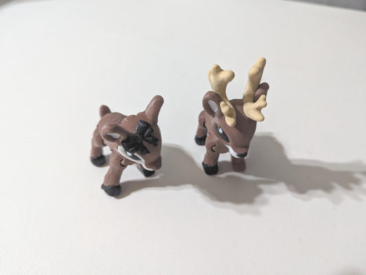 Articulated Deer Figurine – Poseable Woodland Fawn and Antlered Buck