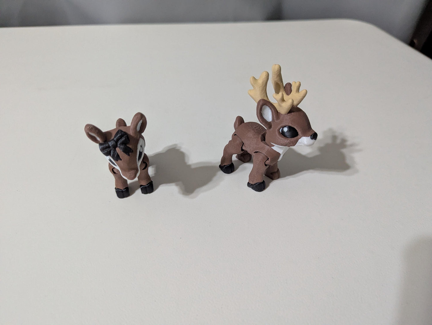 Articulated Deer Figurine – Poseable Woodland Fawn and Antlered Buck