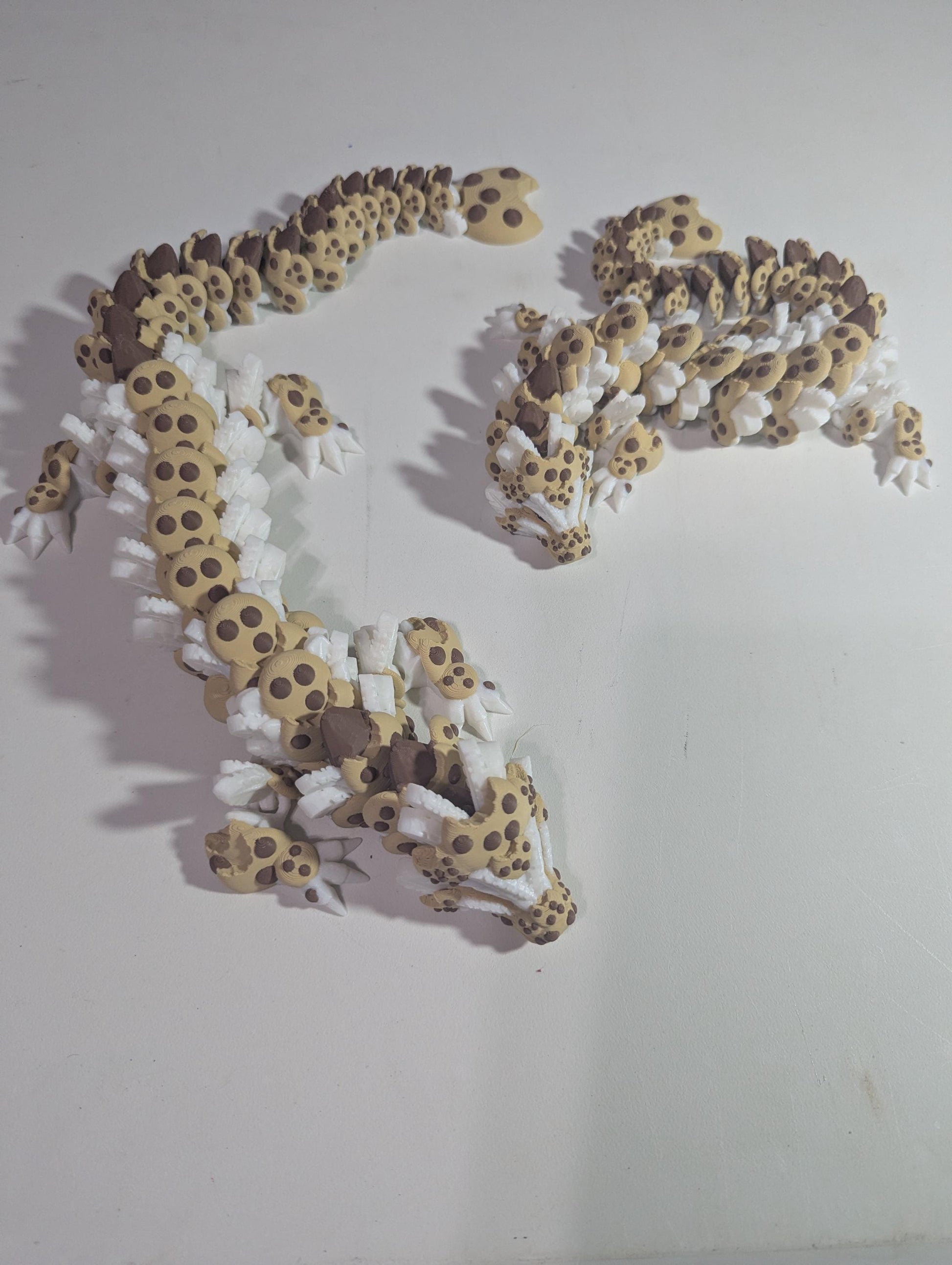 Chocolate Chip Dragon 3D-Printed Articulated Cookie Fantasy Creature Flexible Fidget Toy Collectible Multiple Sizes