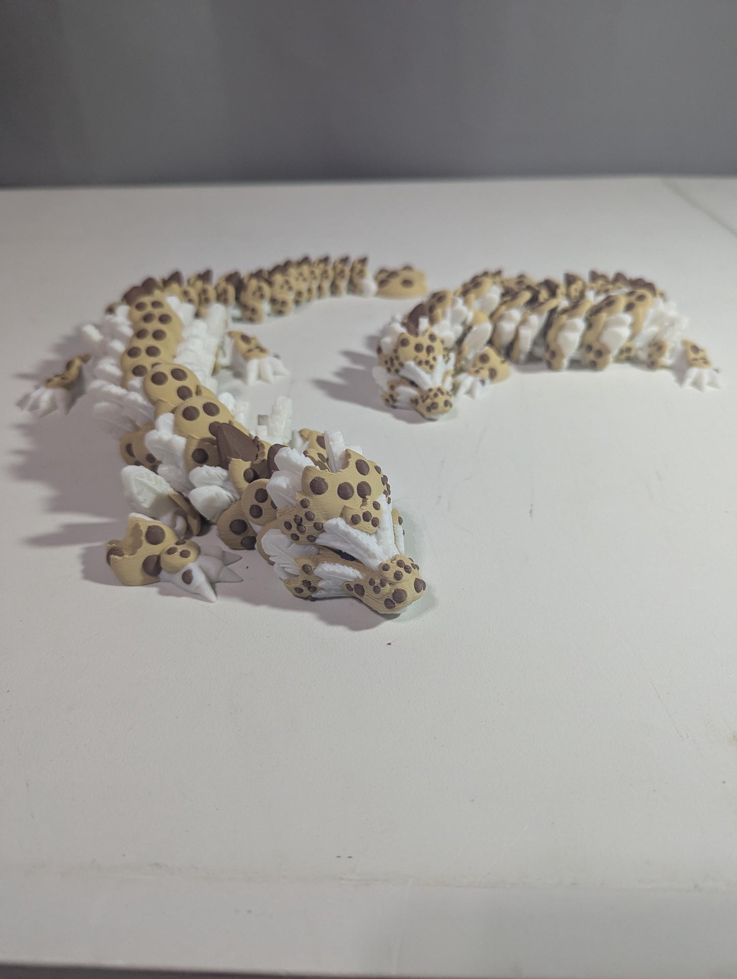 Chocolate Chip Dragon 3D-Printed Articulated Cookie Fantasy Creature Flexible Fidget Toy Collectible Multiple Sizes
