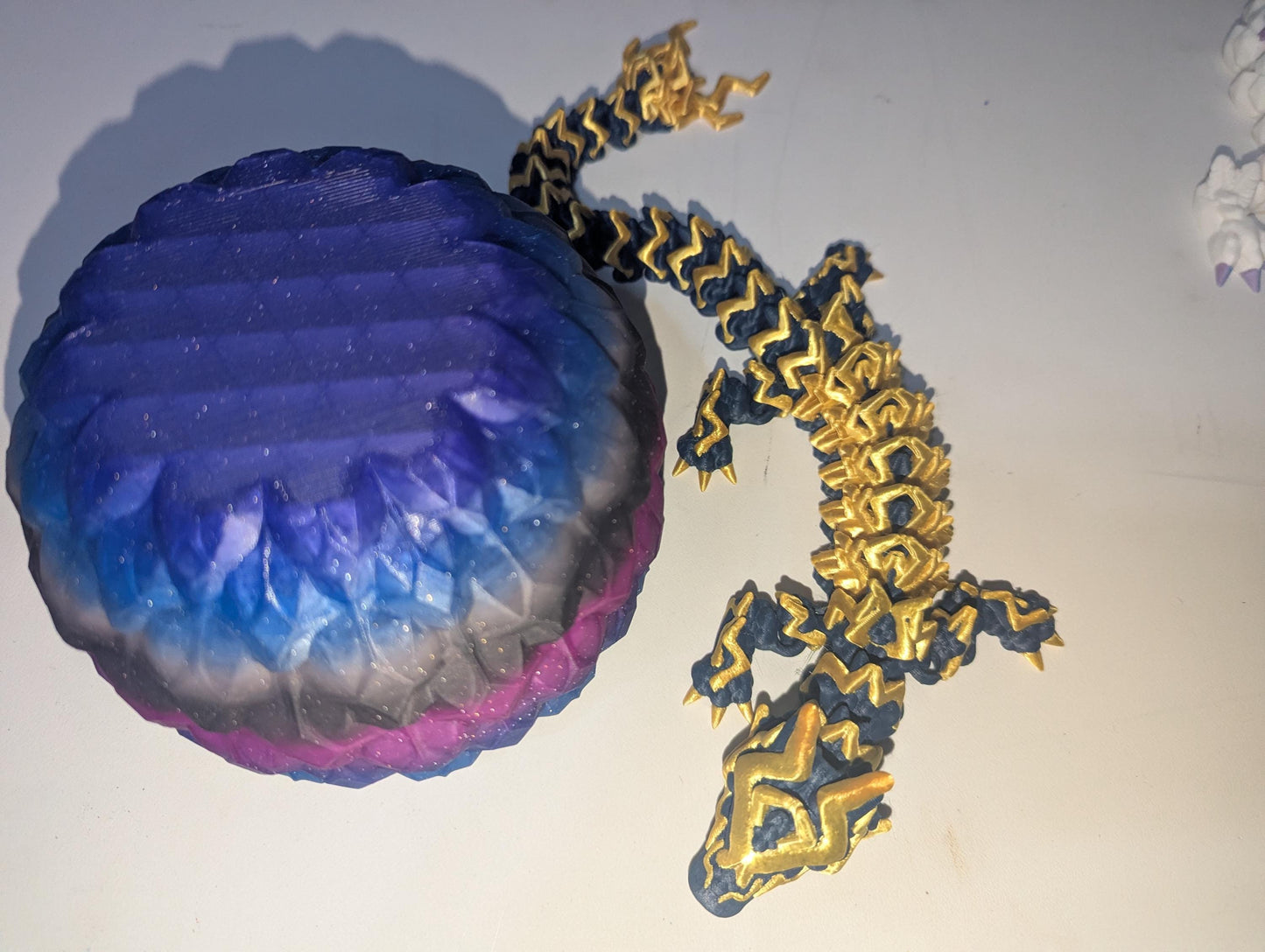 Storm Dragon Tempest 3D-Printed Articulated Flexible Lightning Thunder Fantasy Creature Fidget Toy Multiple Sizes