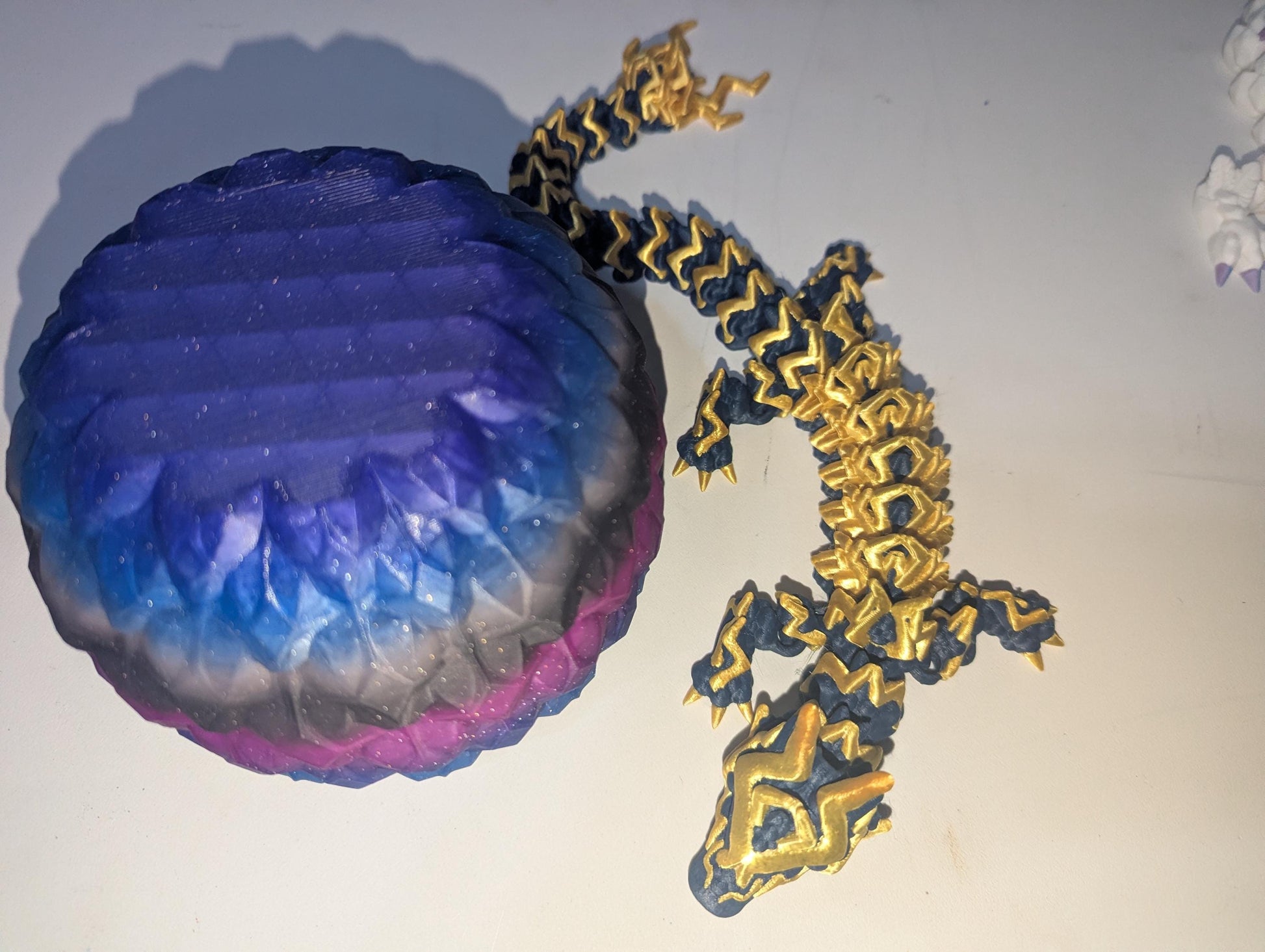 Storm Dragon Tempest 3D-Printed Articulated Flexible Lightning Thunder Fantasy Creature Fidget Toy Multiple Sizes