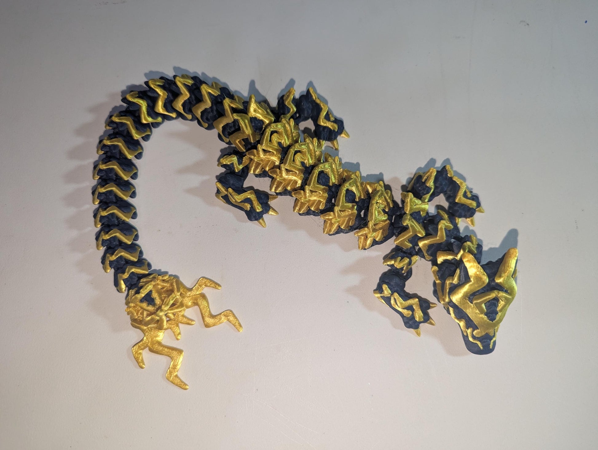 Storm Dragon Tempest 3D-Printed Articulated Flexible Lightning Thunder Fantasy Creature Fidget Toy Multiple Sizes