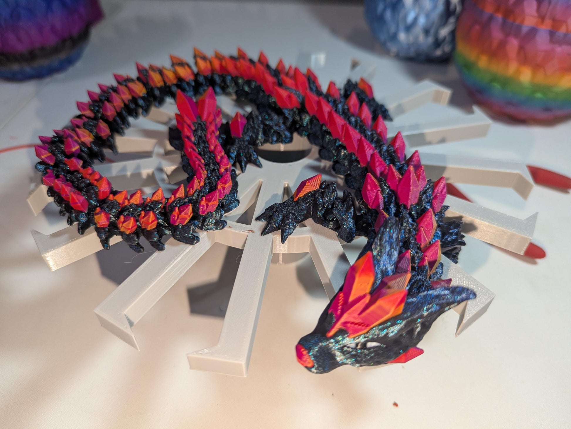 Crystal Wolf Dragon Articulated 3D-Printed Flexible Geometric Hybrid Fantasy Creature Collectible Fidget Multiple Sizes