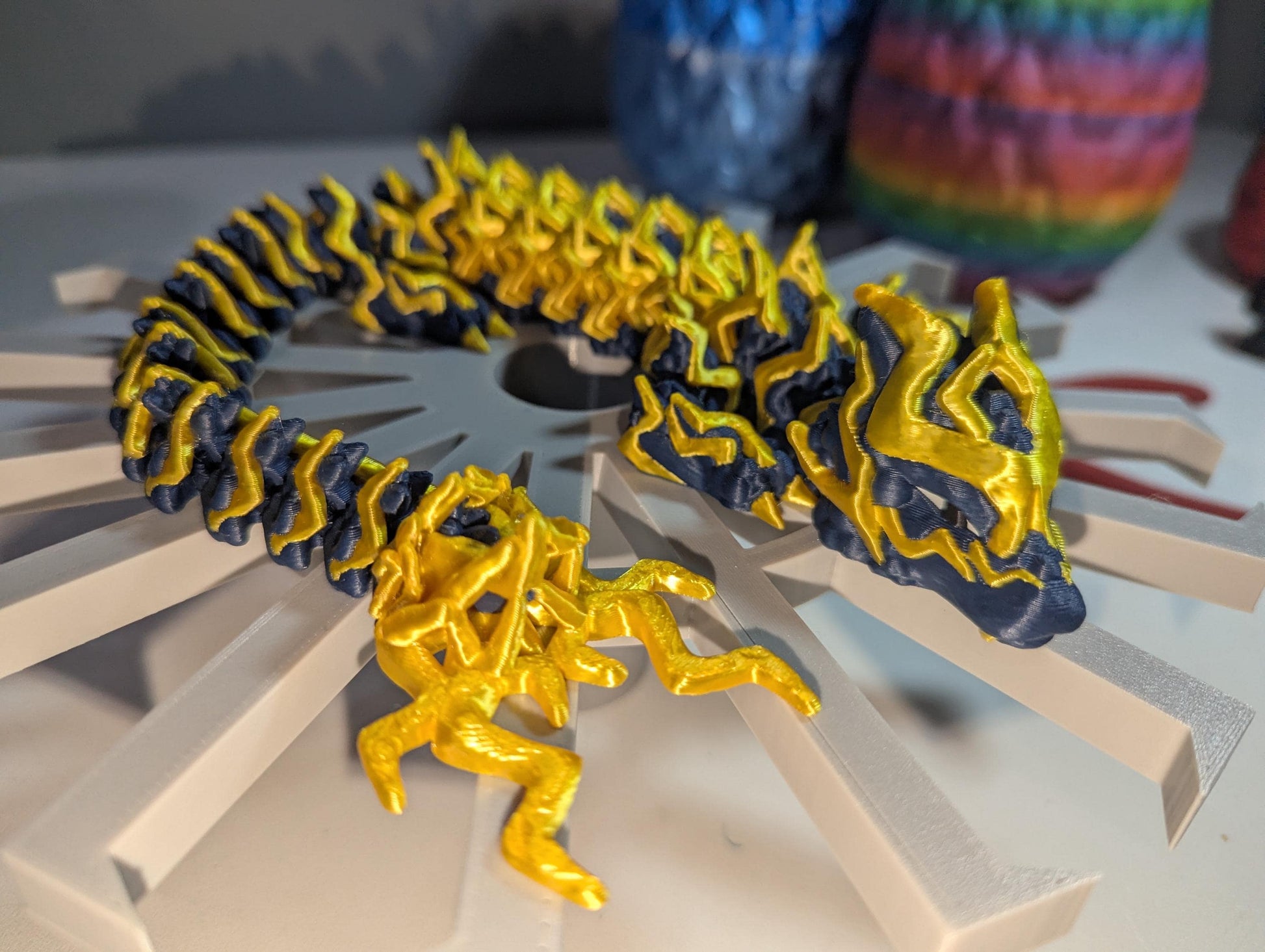 Storm Dragon Tempest 3D-Printed Articulated Flexible Lightning Thunder Fantasy Creature Fidget Toy Multiple Sizes