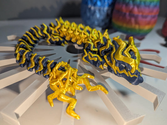 Storm Dragon Tempest 3D-Printed Articulated Flexible Lightning Thunder Fantasy Creature Fidget Toy Multiple Sizes