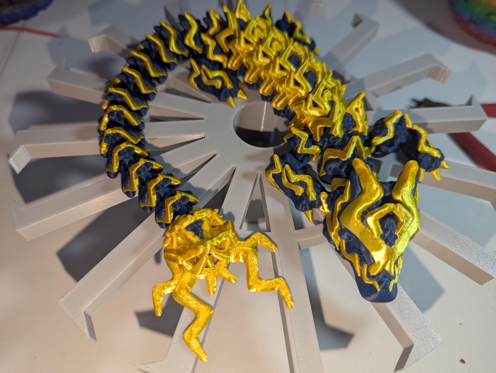 Storm Dragon Tempest 3D-Printed Articulated Flexible Lightning Thunder Fantasy Creature Fidget Toy Multiple Sizes
