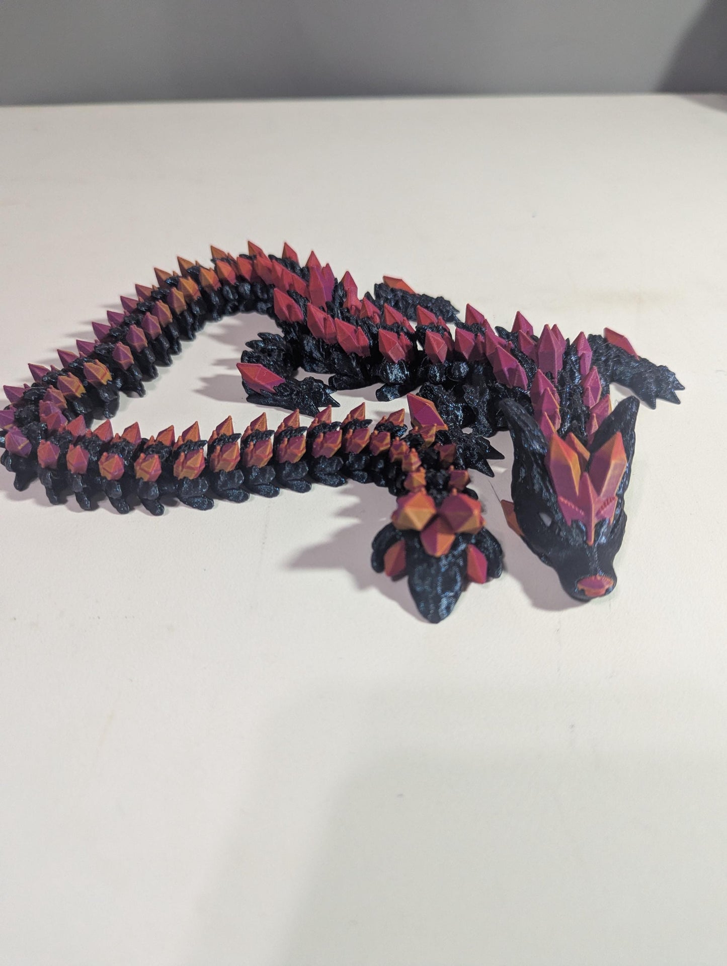 Crystal Wolf Dragon Articulated 3D-Printed Flexible Geometric Hybrid Fantasy Creature Collectible Fidget Multiple Sizes