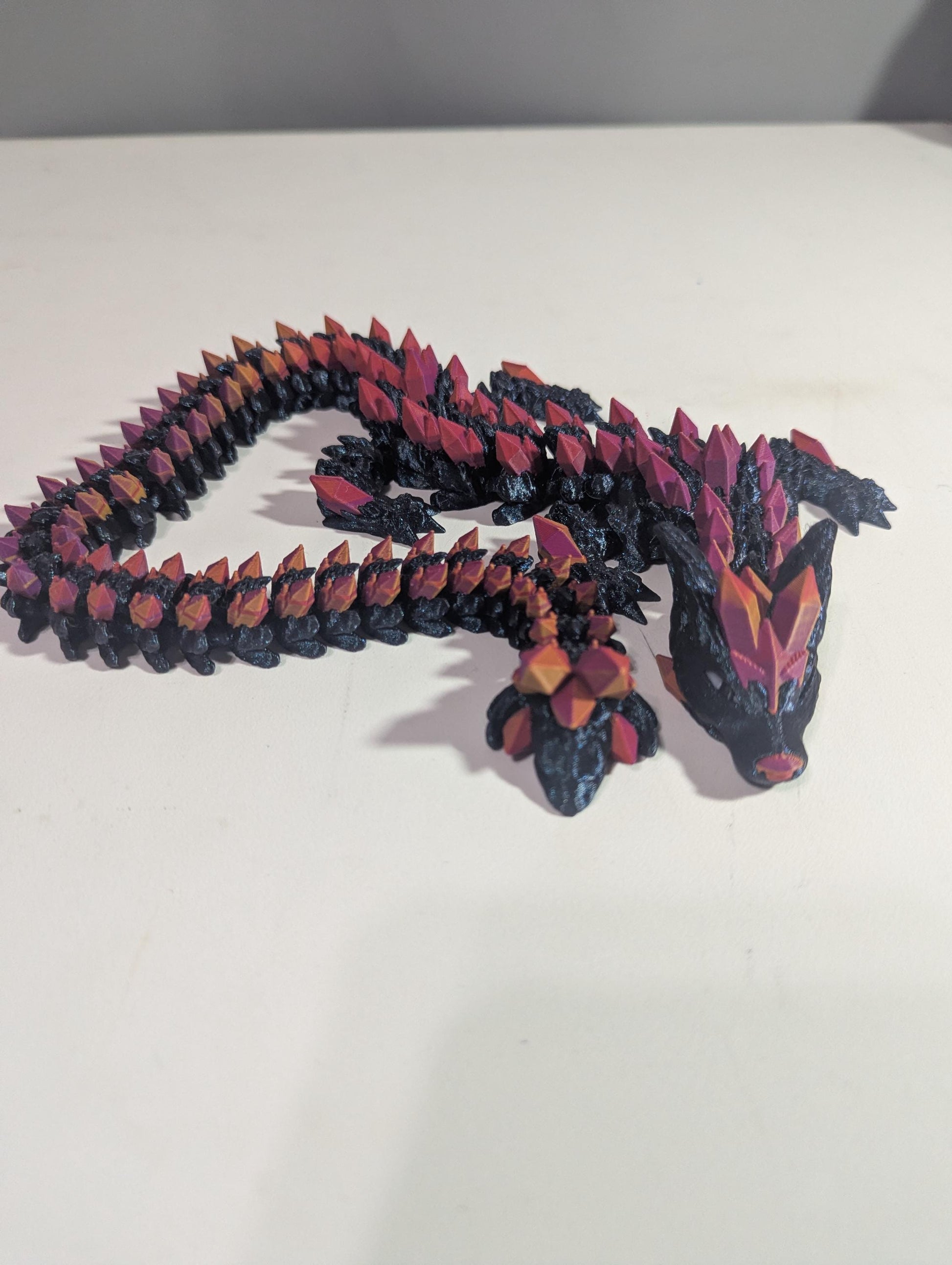 Crystal Wolf Dragon Articulated 3D-Printed Flexible Geometric Hybrid Fantasy Creature Collectible Fidget Multiple Sizes
