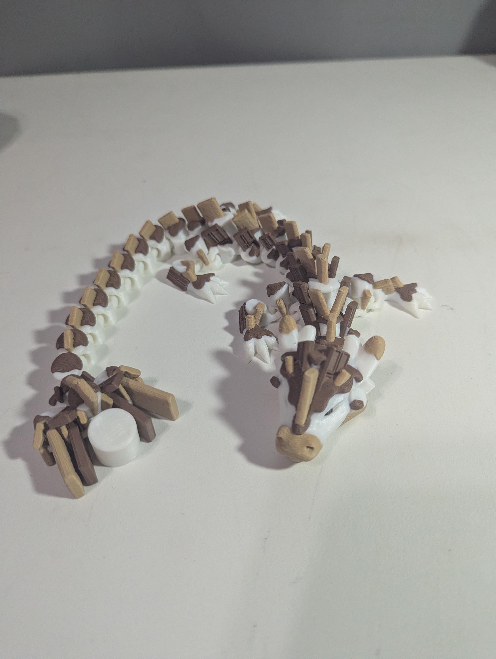 S’mores Dragon Articulated 3D-Printed Flexible Campfire Food Dragon Fantasy Creature Fidget Multiple Sizes