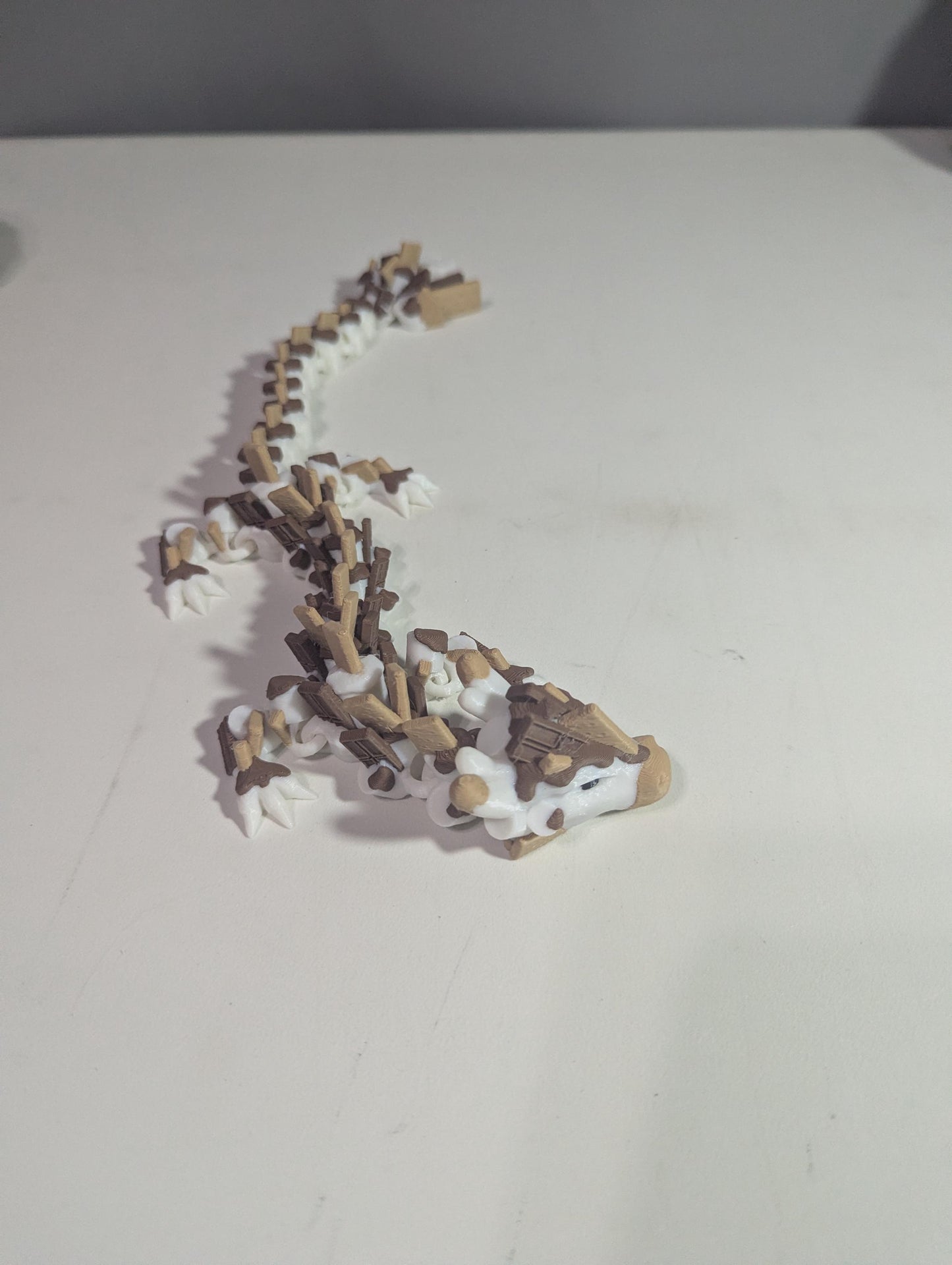 S’mores Dragon Articulated 3D-Printed Flexible Campfire Food Dragon Fantasy Creature Fidget Multiple Sizes