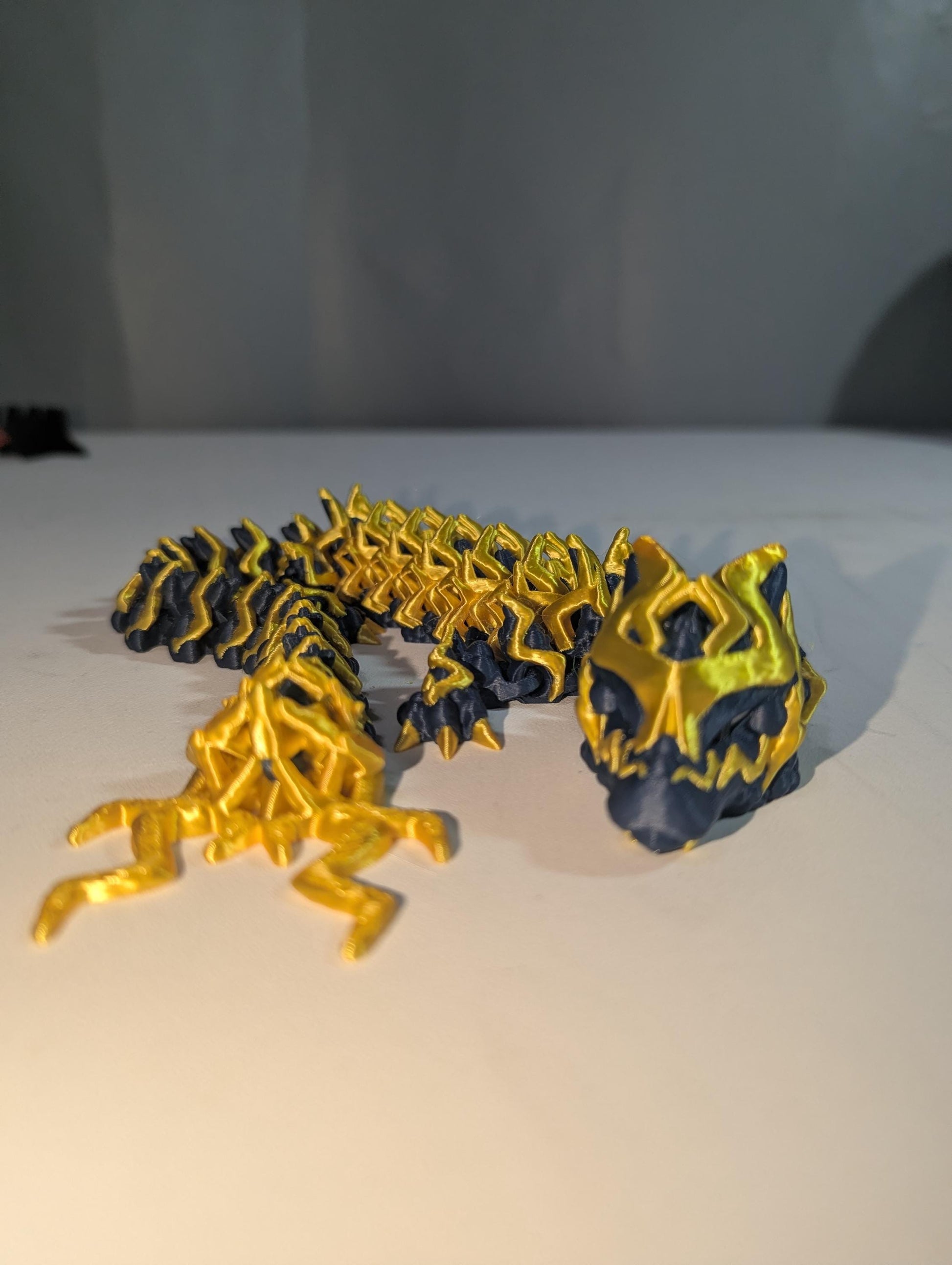 Storm Dragon Tempest 3D-Printed Articulated Flexible Lightning Thunder Fantasy Creature Fidget Toy Multiple Sizes