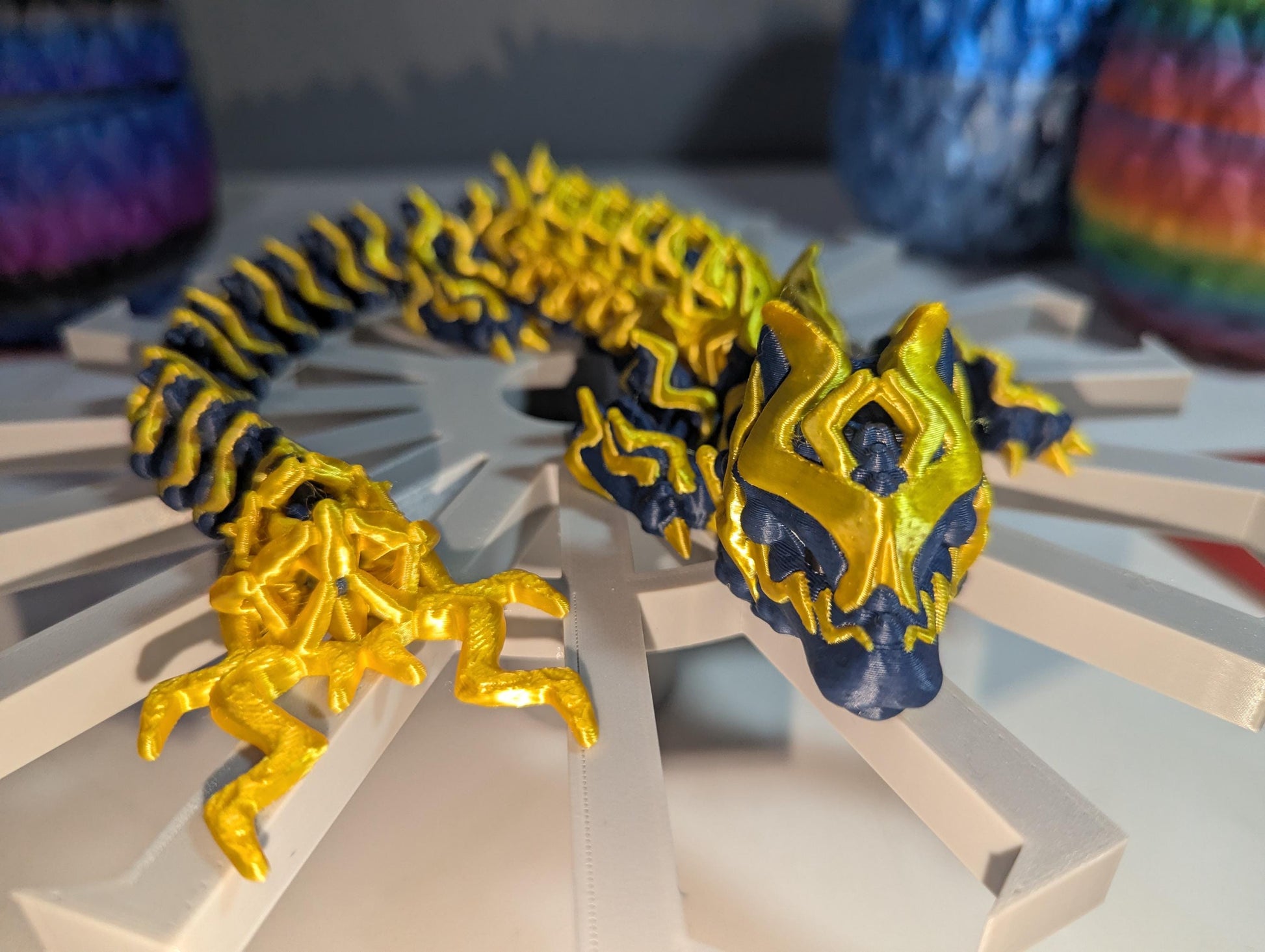Storm Dragon Tempest 3D-Printed Articulated Flexible Lightning Thunder Fantasy Creature Fidget Toy Multiple Sizes