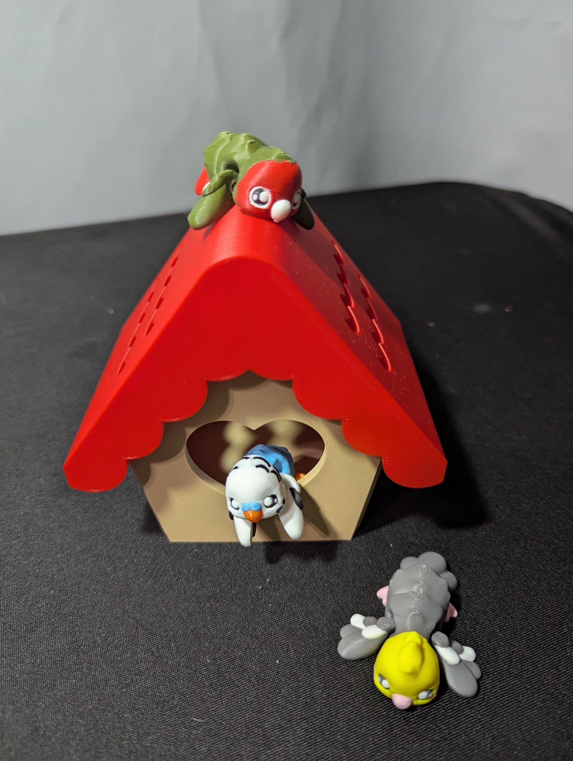 Birdhouse Bird Set 3D Printed Mini Articulated Wildlife Animal Figurine Collectible Desk Decor Home