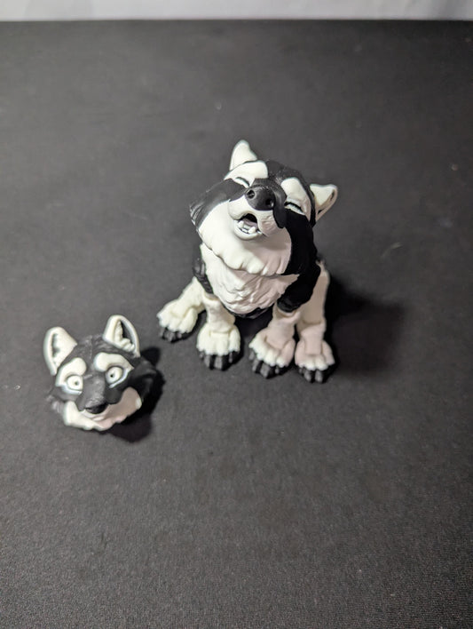 Articulated Wolf Figure with Interchangeable Heads – 3D Printed Wolf Collectible