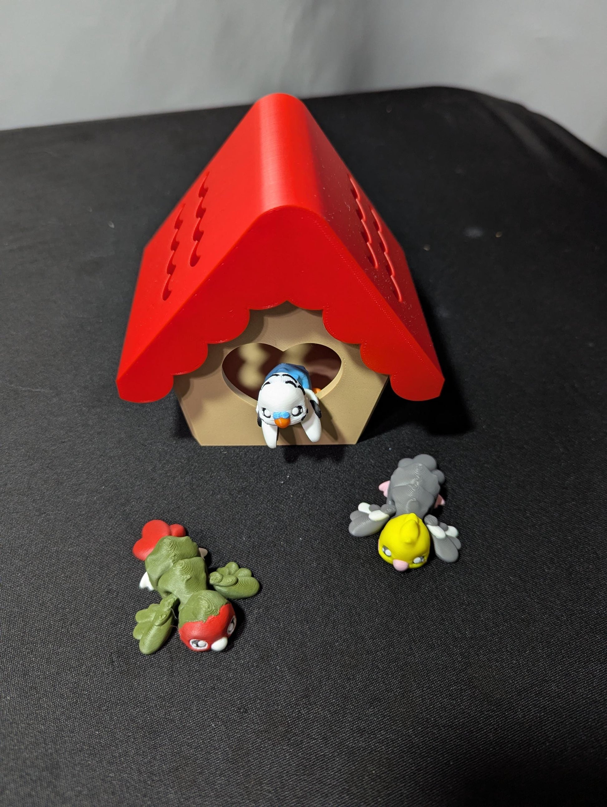 Birdhouse Bird Set 3D Printed Mini Articulated Wildlife Animal Figurine Collectible Desk Decor Home